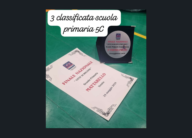 Foto del certificato e targa di premiazione olimpiade della danza 5C Sp Mattarello 2025