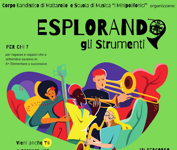 Parte della locandina dell'evento "Esploriamo gli strumenti"