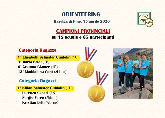 Categorie Ragazze e Ragazzi Orienteering, Campioni Provinciali: foto e nomi dei partecipanti e dei primi classificati
