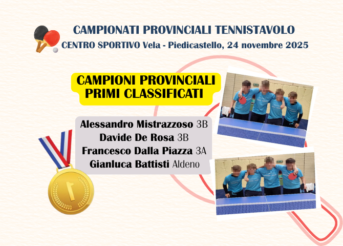 Campioni Provinciali Tennistavolo: foto e nomi