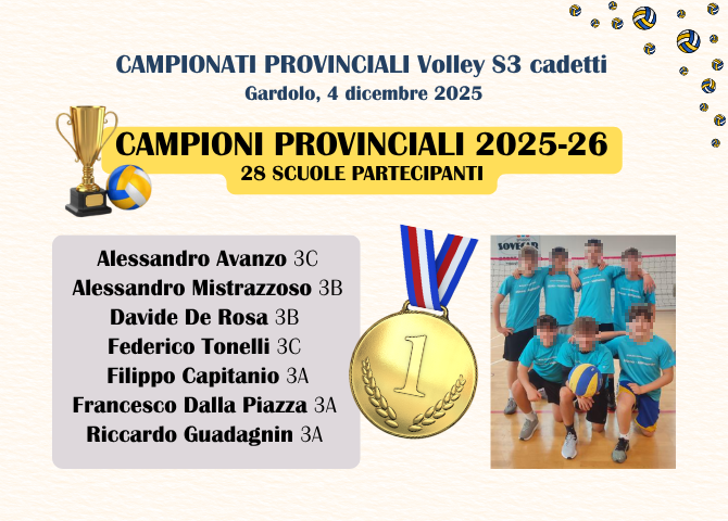 Campioni Provinciali Volley S3: foto e nomi